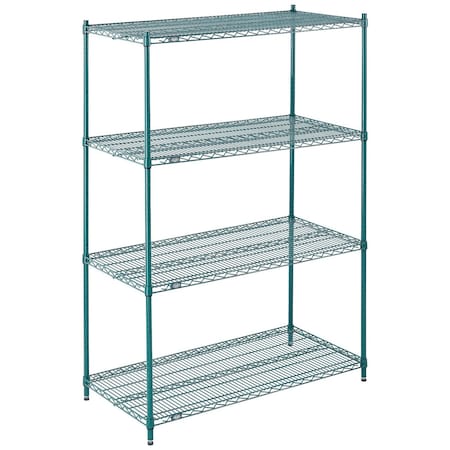 Nexel Wire Shelving, Green Epoxy, 60W X 24D X 74H 24607G